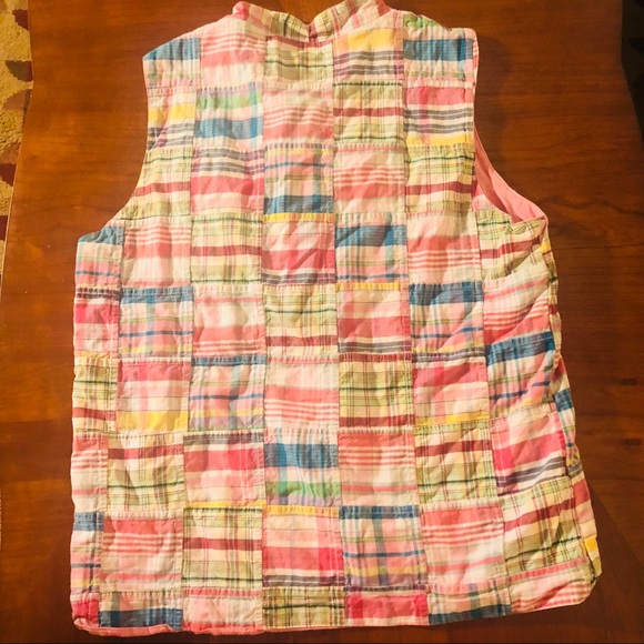 Orvis patchwork madras cotton  button vest  small - Picture 3 of 7